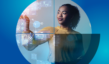 Woman looking at data