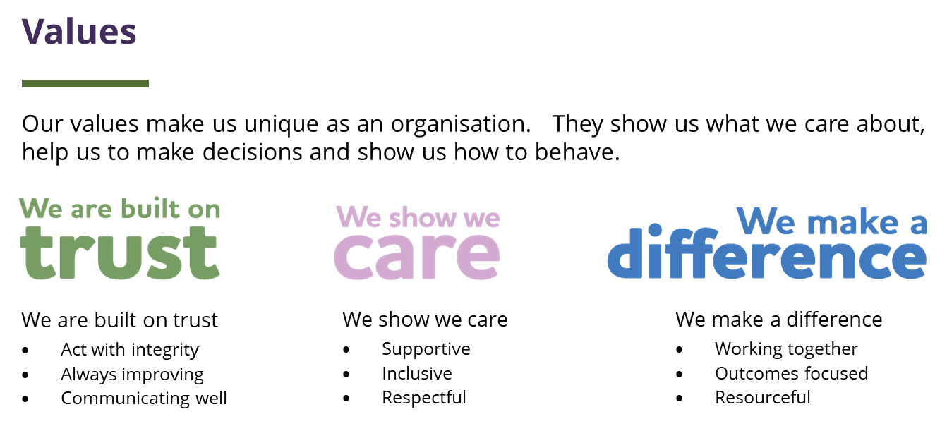 Our values infographic