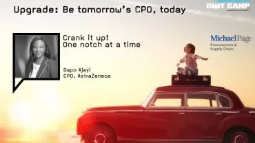 Promotional image for a CPO career camp with a classic car and a child on top.